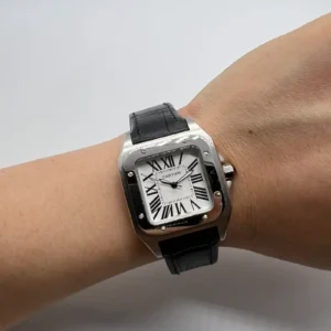 Cartier Santos Couro 36MM Bateria